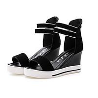 Women\'s Sandals Club Shoes Suede Summer Casual Wedge Heel Green Black 2in-2 3/4in