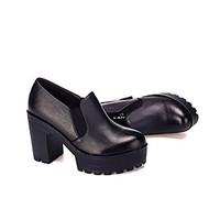 Women\'s Heels Formal Shoes Leather Spring Fall Office Career Chunky Heel Coffee Black 5in over