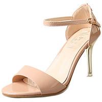 womens sandals pu summer buckle stiletto heel black beige blushing pin ...