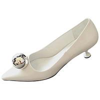 Women\'s Sandals PU Summer Flower Kitten Heel White Black 1in-1 3/4in