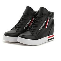 Women\'s Sneakers Comfort Microfibre Spring Casual Screen Color Black White Flat