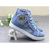 Women\'s Sneakers Comfort Canvas Spring Casual Light Blue Navy Blue Flat