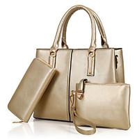 Women Bag Sets Other Leather Type All Seasons Casual Shell Flower Zipper Beige Black Gold Blue