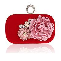 Women Evening Bag Polyester All Seasons Formal Event/Party Wedding Baguette Flower Clasp Lock Amethyst Rose Red Aquamarine Ruby Silver