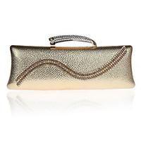 Women Evening Bag PVC PU Polyester All Seasons Formal Event/Party Wedding Minaudiere Crystal/ Rhinestone Clasp Lock Light Gray Silver Gold