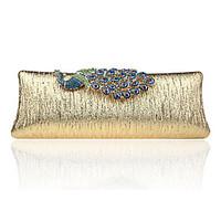 Women Evening Bag Polyester All Seasons Formal Event/Party Wedding Minaudiere Crystal/ Rhinestone Clasp Lock Silver Gold