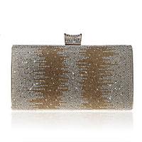 Women Evening Bag Polyester All Seasons Formal Event/Party Wedding Minaudiere Crystal/ Rhinestone Clasp Lock Silver Gold