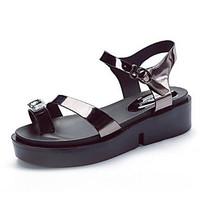 womens sandals creepers comfort patent leather spring casual gray silv ...