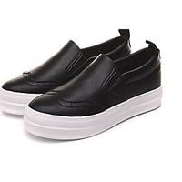 womens loafers slip ons comfort pu spring casual black white flat