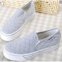 womens loafers slip ons comfort canvas spring casual light yellow gray ...