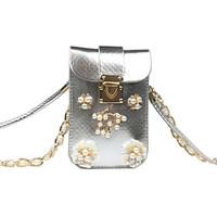 Women Shoulder Bag PU leatherette All Seasons Casual Outdoor Sling Bag Imitation Pearl Flower Beading Crystal/ Rhinestone Pearl Clasp Lock