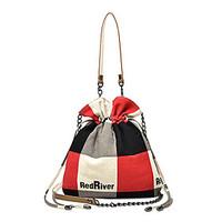 Women Shoulder Bag Canvas All Seasons Formal Sports Casual Outdoor Professioanl Use Shopper Drawstring Beige Ruby Black