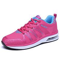 Women\'s Athletic Shoes Comfort PU Spring Fall Outdoor Lace-up Flat Heel Fuchsia Black White Under 1in