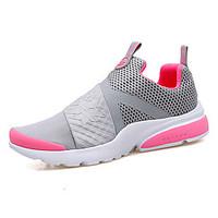 Women\'s Athletic Shoes Comfort PU Spring Outdoor Lace-up Flat Heel Black/White Blushing Pink Gray Black Under 1in