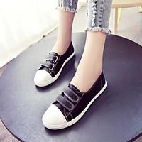 Women\'s Sneakers Fall Comfort Canvas Casual Flat Heel Magic Tape Black White Others