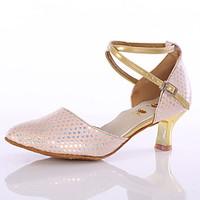 womens girls dance shoes leatherette latinmodern heels indoor blue pin ...