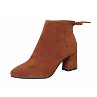 Women\'s Boots Winter Comfort PU Dress / Casual Chunky Heel Zipper Black / Brown / Gray / Burgundy Walking