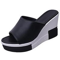 womens sandals slingback pu summer casual split joint wedge heel white ...