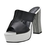 Women\'s Sandals Summer Sandals PU Casual Chunky Heel Others Black / White / Silver Others