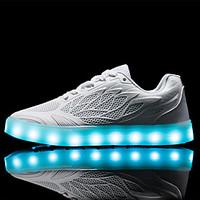 Women\'s Sneakers Spring Fall Light Up Shoes Comfort Luminous Shoe PU Outdoor Athletic Casual Low Heel LED Lace-upBlushing Pink Green