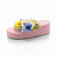 Women\'s Sandals Spring Summer Fall Comfort Fabric Casual Flat Heel Flower Blushing Pink Blue Black White