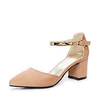 Women\'s Sandals Spring Summer D\'Orsay Two-Piece Leatherette Wedding Office Career Dress Chunky Heel Buckle Hollow-outLight Brown