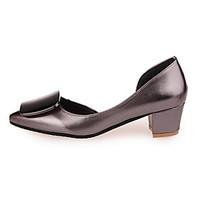 Women\'s Loafers Slip-Ons Summer Comfort PU Outdoor Walking Block Heel Champagne Silver Black