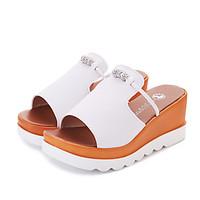 Women\'s Sandals Spring Summer Fall Comfort PU Casual Flat Heel Blushing Pink Blue Beige White