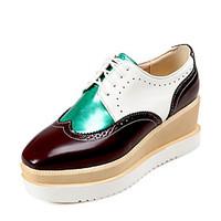 Women\'s Oxfords Spring Summer Creepers Leatherette Dress Casual Wedge Heel Split Joint Lace-up