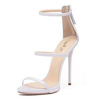 womens sandals with three straps 2017 white shiny patent high heel wed ...