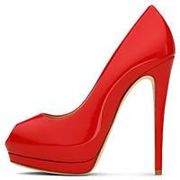 Women\'s Sexy Red Shiny Patent Leather High Heel Platform Pumps Ladies Peep Toe Extreme Heel Shoes 2017 Plus Size Spring Summer Autumn Shoes