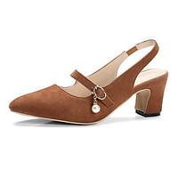 Women\'s Sandals Summer Fall Slingback Suede Office Career Party Evening Dress Chunky Heel Buckle Blushing Pink Brown Black