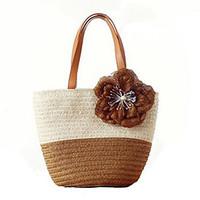 women straw casual outdoor tote summer