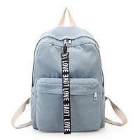 Women Backpack Canvas All Seasons Formal Casual Outdoor Office Career Shopping Bucket Zipper Blue Gray