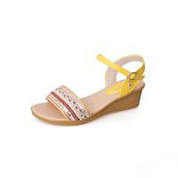 Women\'s Sandals Spring Summer Club Shoes Light Soles PU Outdoor Office Career Casual Wedge Heel Rhinestone Sequin Walking