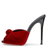 womens red velvet high heel sandals ladies peep toe bowknot spring sum ...