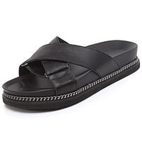 Women\'s Sandals Comfort PU Summer Outdoor Comfort Flat Heel White Black Flat