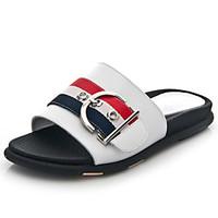 Women\'s Sandals Comfort PU Summer Outdoor Comfort Flat Heel White Black Flat