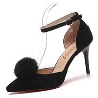 womens heels summer slingback pu casual stiletto heel buckle pom pom