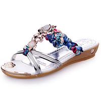 womens sandals comfort pu summer outdoor flat heel gold silver flat