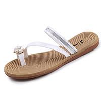Women\'s Slippers Flip-Flops Summer Comfort PU Casual Flat Heel Beading