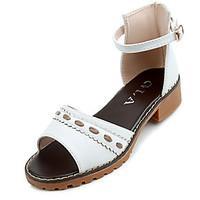 womens sandals summer slingback pu casual low heel buckle