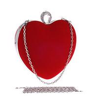 Women Evening Bag Polyester All Seasons Wedding Event/Party Formal Party Evening Club Heart Shaped Rhinestone Clasp Lock Red Black