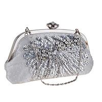 Women Evening Bag Polyester All Seasons Wedding Event/Party Formal Party Evening Club Minaudiere Rhinestone Pearl Detailing Clasp Lock