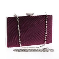 Women Evening Bag Polyester All Seasons Wedding Event/Party Formal Party Evening Club Rectangle Pleated Clasp LockPurple Apricot Silver
