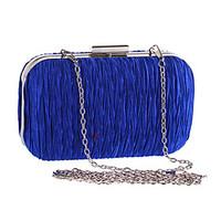 Women Evening Bag Polyester All Seasons Wedding Event/Party Formal Party Evening Club Rectangle Pleated Clasp LockApricot Red Silver