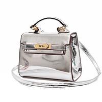 Women Shoulder Bag Patent Leather All Seasons Formal Casual Wedding Outdoor Office Career Professioanl Use Flap Twist LockPinky Sliver