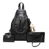 Women Backpack PU Fall Casual Bucket Zipper Zipper Black Normal