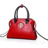 Women Tote PU All Seasons Formal Casual Event/Party Wedding Office Career Barrel Zipper Red Black White