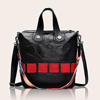 Women Tote PU All Seasons Sports Casual Barrel Zipper Black